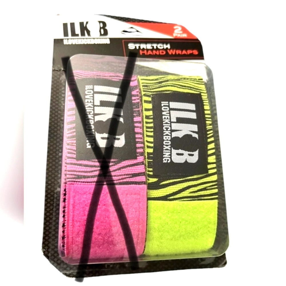 I Love Kickboxing Neon Green Zebra Print Hand Wraps (1 set)